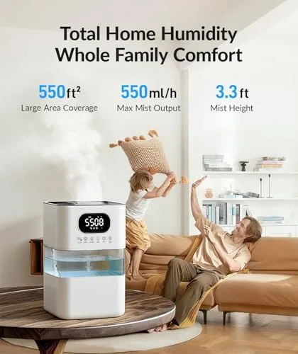 Close look at the AreShark Humidifier Large Room, 2.2 Gal/8.5L Cool Warm Mist Air build quality