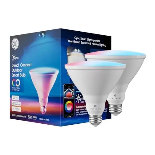 Cync GE PAR38 Color Changing Smart Outdoor Flood Light Bulbs, 4-Pack | Alexa & Review: Tested and Rated