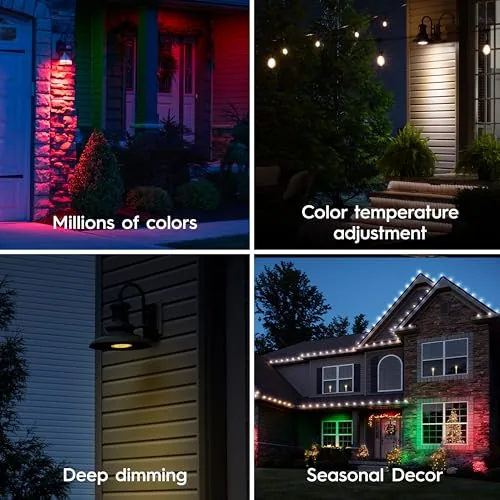 The Cync GE PAR38 Color Changing Smart Outdoor Flood Light Bulbs in real use
