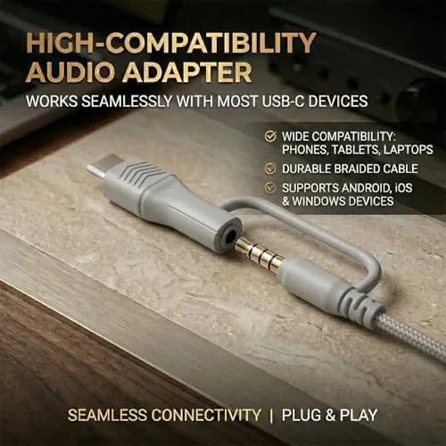 The Wired Over Ear Headphones with Mic, USB-C Adapter, Silver | in real use