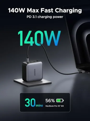 Close look at the UGREEN Nexode 200W GaN USB C Wall Charger, 4-Port Foldable build quality