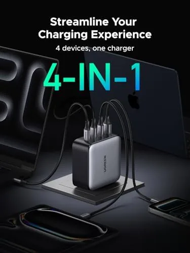 Another view of the UGREEN Nexode 200W GaN USB C Wall Charger, 4-Port Foldable