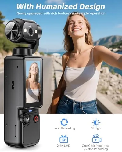 Close up of the rotating lens barrel flipped into selfie mode