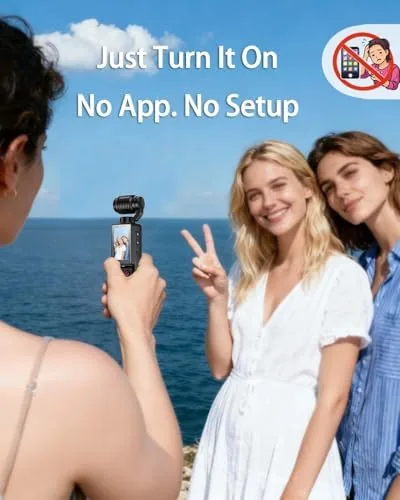 The camera recording a street scene with the one button control visible