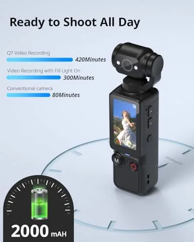 The mini camcorder next to an action camera for size comparison