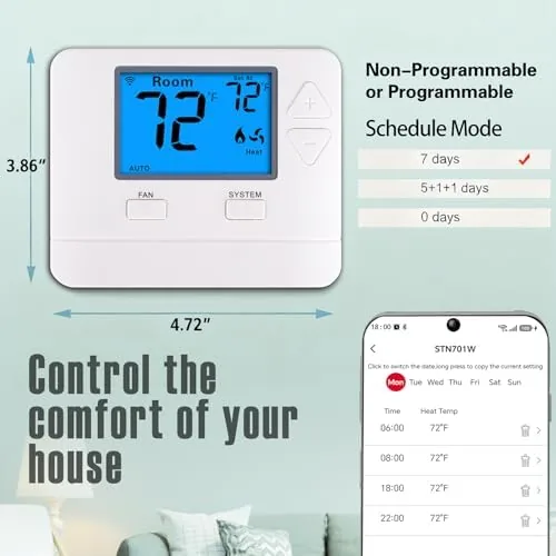 Close up of the thermostat display showing the current temperature