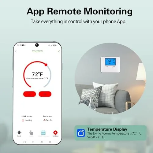 The thermostat app showing the weekly schedule on a phone screen