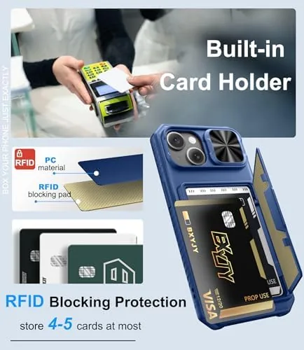 Another view of the BXYJY for iPhone 15 Wallet Case with 2 Tempered Screen