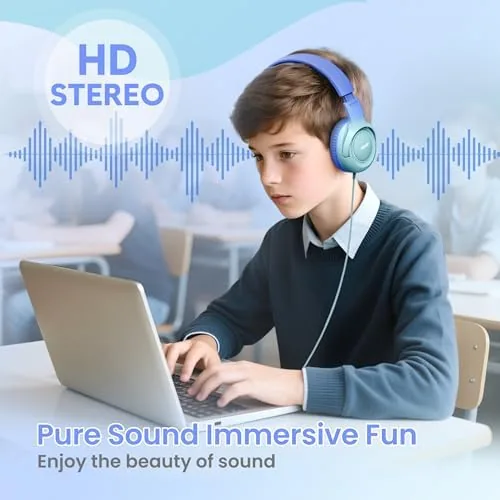 The Acer Kids Headphones for School, 85-94dB Limiter, 3.5mm Jack, w/Mic in real use