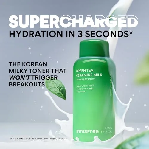 Close look at the innisfree Green Tea Ceramide Milk | Hydrating & Lightweight Korean build quality