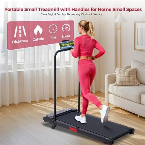Walking pad next to a full size home treadmill