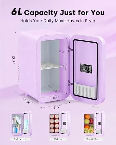 The Enventor Mini Fridge with Dimmable LED Mirror, 6L/8Can, AC/DC Power compared in context