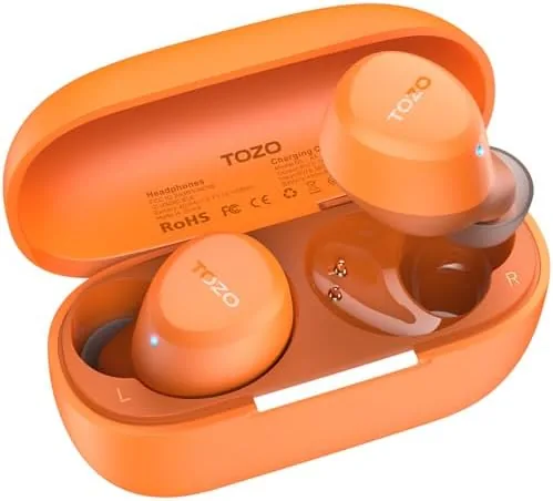 TOZO A1 wireless earbuds with the charging case open