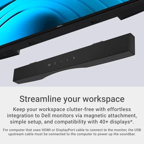 Another view of the Dell Pro Premium Conferencing Soundbar SB725, LED Status Indicator |