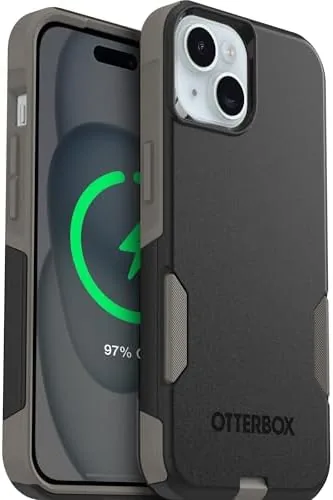 The black and grey OtterBox Commuter case fitted on a supported iPhone