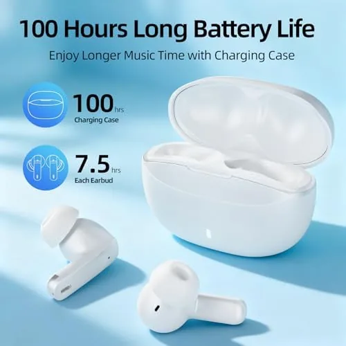 Close look at the Wireless Earbuds, 100H Bluetooth 5.4 Headphones, ENC+ ANC Noise Cancelling build quality