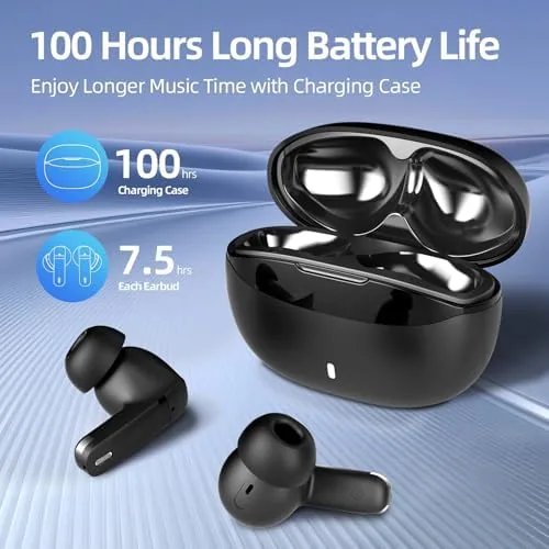 Close look at the Wireless Earbuds, 100H Bluetooth 5.4 Headphones, ENC+ ANC Noise Cancelling build quality