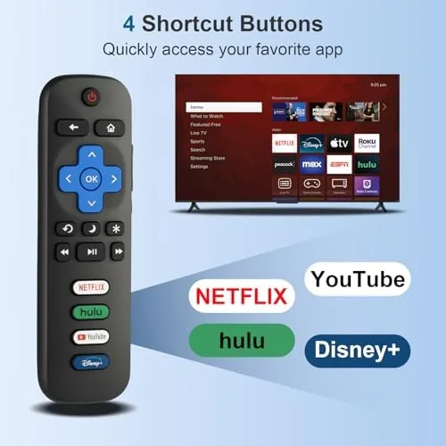 Another view of the (Pack of 2) Replacement Remote Control for Roku TV, Compatible