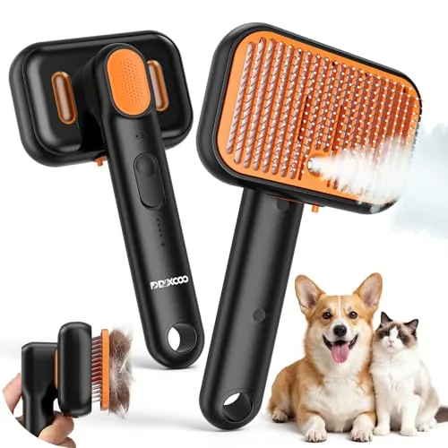 Steam cat brush with the self-cleaning comb head attached