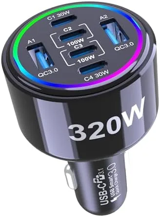 320W USB C Car Charger, 6 Ports Type C Car Charger | PD3.0/QC4.0/PPS Super Review: Tested and Rated