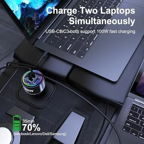 Another view of the 320W USB C Car Charger, 6 Ports Type C Car