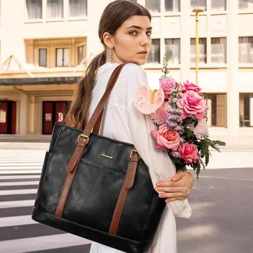 Close look at the LOVEVOOK Laptop Work Tote Bag for Women,Teacher Computer Briefcase Business build quality