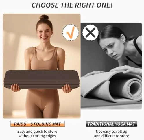 Another view of the PAIDU Foldable Yoga Mat 10MM Thick SGS Certified TPE 75x26"