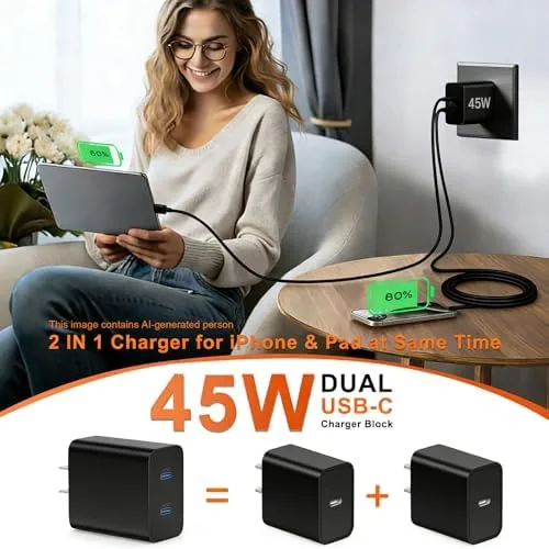 The 45W Dual Type C Charger Fast Charging for Samsung,PD 3.0 in real use