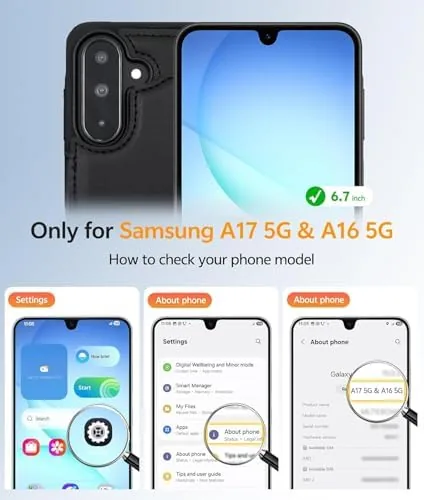Close look at the Wallet Case for Samsung Galaxy A17 5G 2025, RFID Blocking build quality