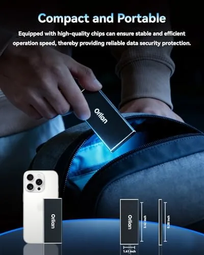 Another view of the Orlian 500GB External Portable SSD Solid State Drive USB 3.1