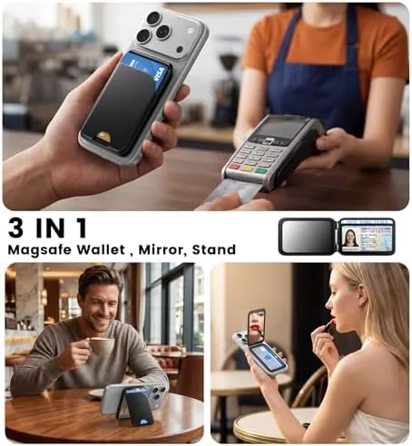 Another view of the QYQBOON Magnetic Phone Wallet With Makeup Mirror - Mag Safe