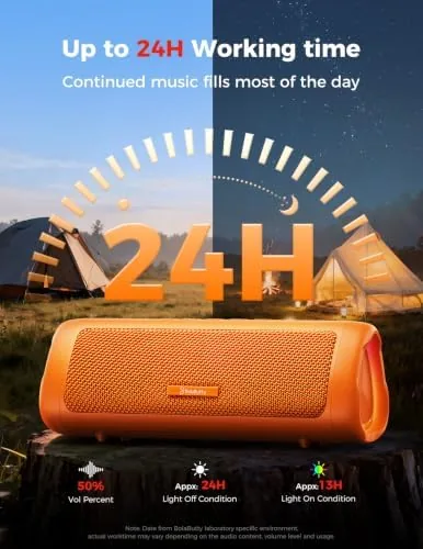 Another view of the Bluetooth Speaker, 20W HD Sound, Portable Wireless, IPX5 Waterproof, Up
