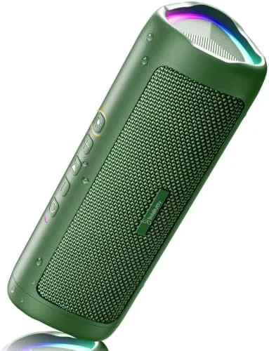 Green 20W Bluetooth speaker on a kitchen counter