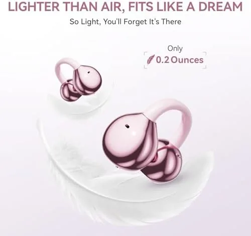 Detail shot of the Clip On Earbuds Open Ear Headphones Wireless Bluetooth 6.0 with features