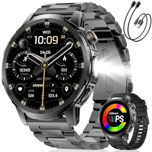 Overview of the Military Smart Watch for Men Answer/Make Call, 1.85'' HD Rugged