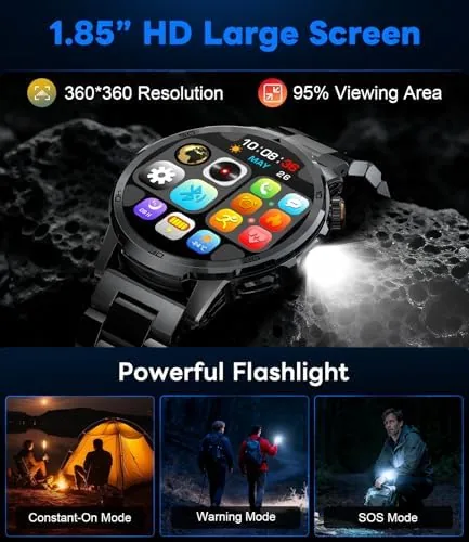 Detail shot of the Military Smart Watch for Men Answer/Make Call, 1.85'' HD Rugged features