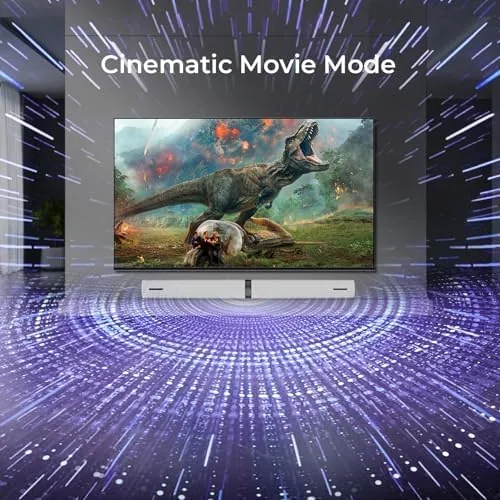 Detail shot of the Sound Bar for Smart TV, 90W Soundbar with Bluetooth/ARC/Optical/AUX Connect features