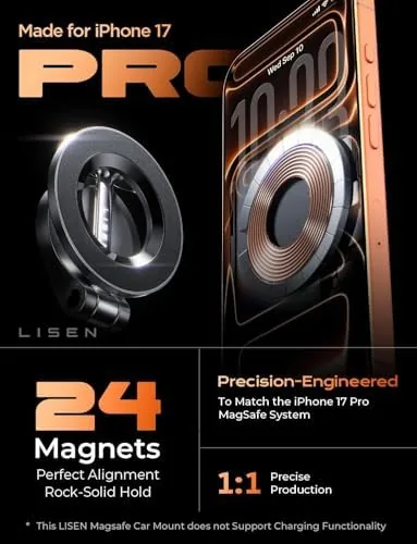 The LISEN for MagSafe Car Mount 2 Pack, Classic Magnetic Phone in real use