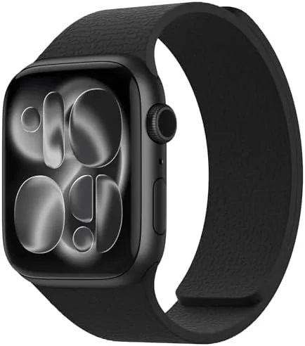 Black magnetic silicone band attached to an Apple Watch Ultra