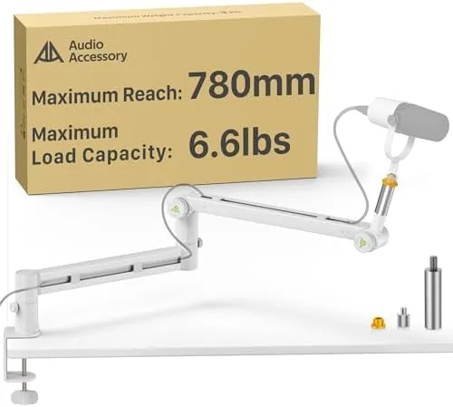 AA AUDIO ACCESSORY White Boom Arm Low Profile (Design for Heavy Mic) 6.6lbs Load Review: Tested and Rated