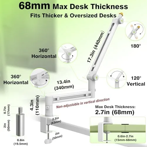 Testing the AA AUDIO ACCESSORY White Boom Arm Low Profile (Design for over two weeks