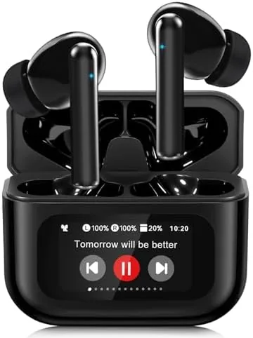 Overview of the Wireless Earbuds Bluetooth Headphones with LED Touchsceen, Black | IPX7