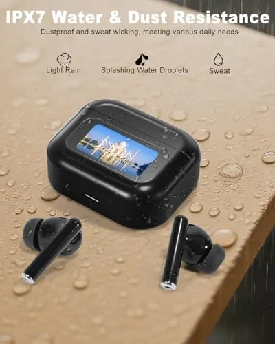 The Wireless Earbuds Bluetooth Headphones with LED Touchsceen, Black | IPX7 compared in context