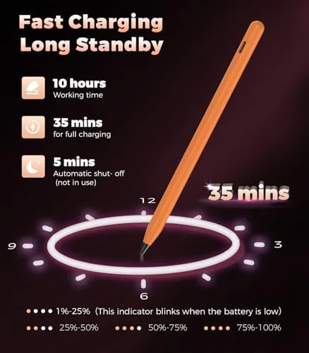 Another view of the CMARS Pencil for Apple iPad A16 2018-2026, Fast Charge Stylus