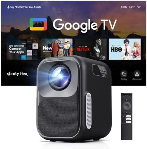 Overview of the Google TV Smart Projector, Licensed Netflix, Native 1080P FHD |