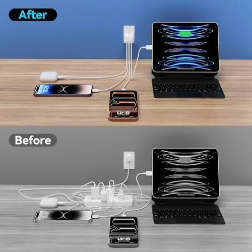 Detail shot of the 60W Fast Charger Block, 2 Pack, 2USB A+2USB C (30W+30W) features