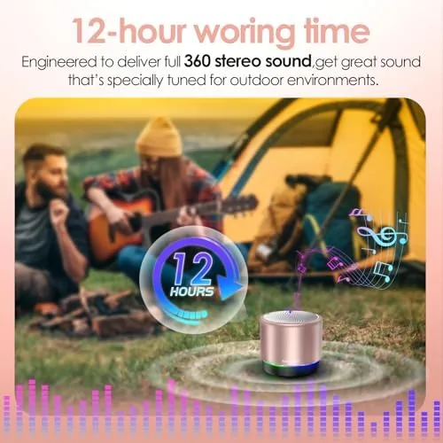 Detail shot of the Portable Bluetooth Speaker, Mini Speakers, Wireless, RGB Ligths | 12H features