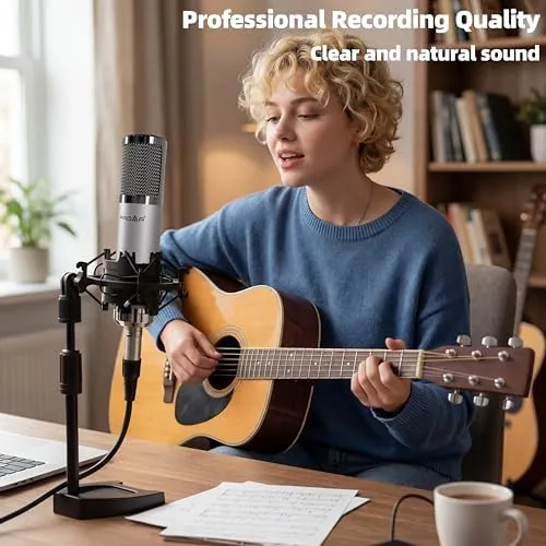 Close look at the XLR Condenser Microphone with Desktop Stand for Vocals and Podcasting build quality