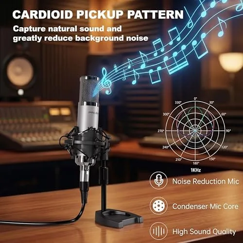 The XLR Condenser Microphone with Desktop Stand for Vocals and Podcasting in real use