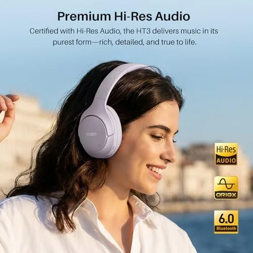 Another view of the TOZO HT3 Hybrid Noise Cancelling Wireless Headphones, 90H Over Ear